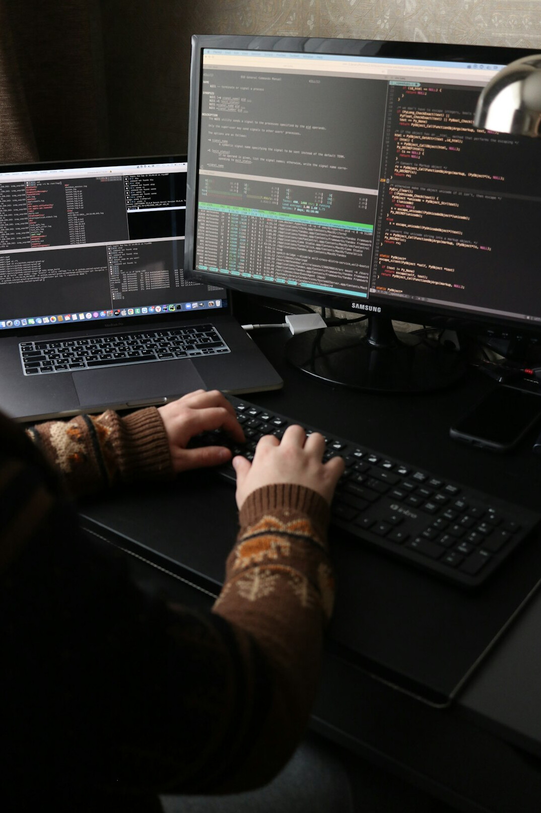 student coding in english class