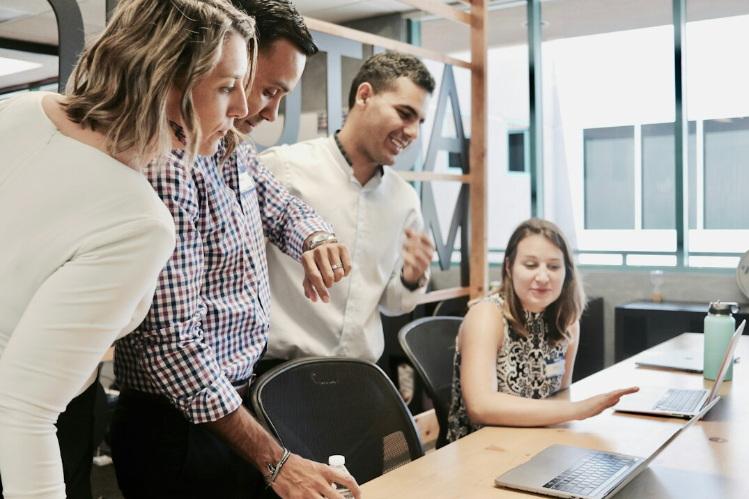 diverse team meeting in office