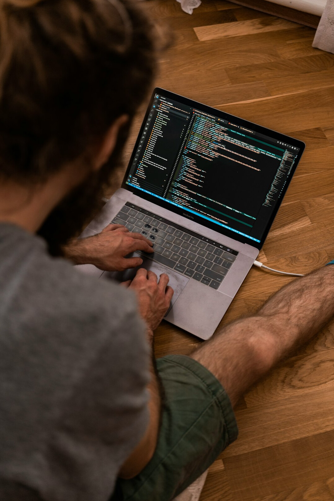 person studying coding online